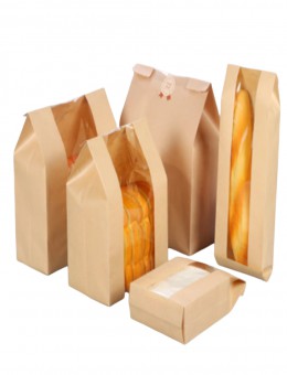 5pcs kraft paper bread packaging bag baking square bottom pastry bread packaging food storage bag