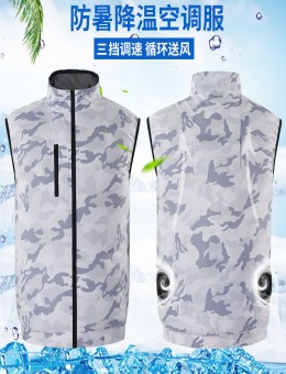 紫羲夏季降温空调服防晒制冷风扇服工作服户外休闲钓鱼服防暑背心